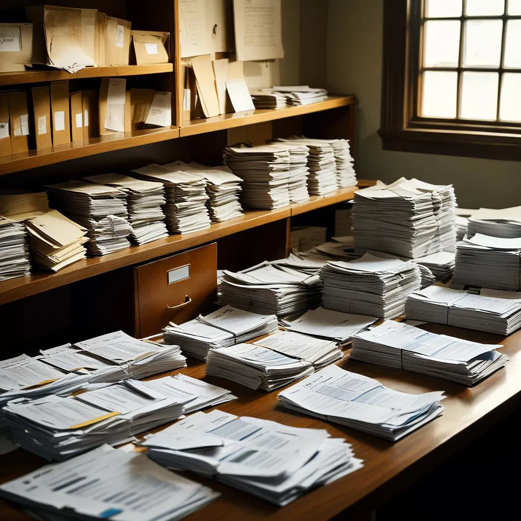 Private Investigator office in Sandton with case files on table.