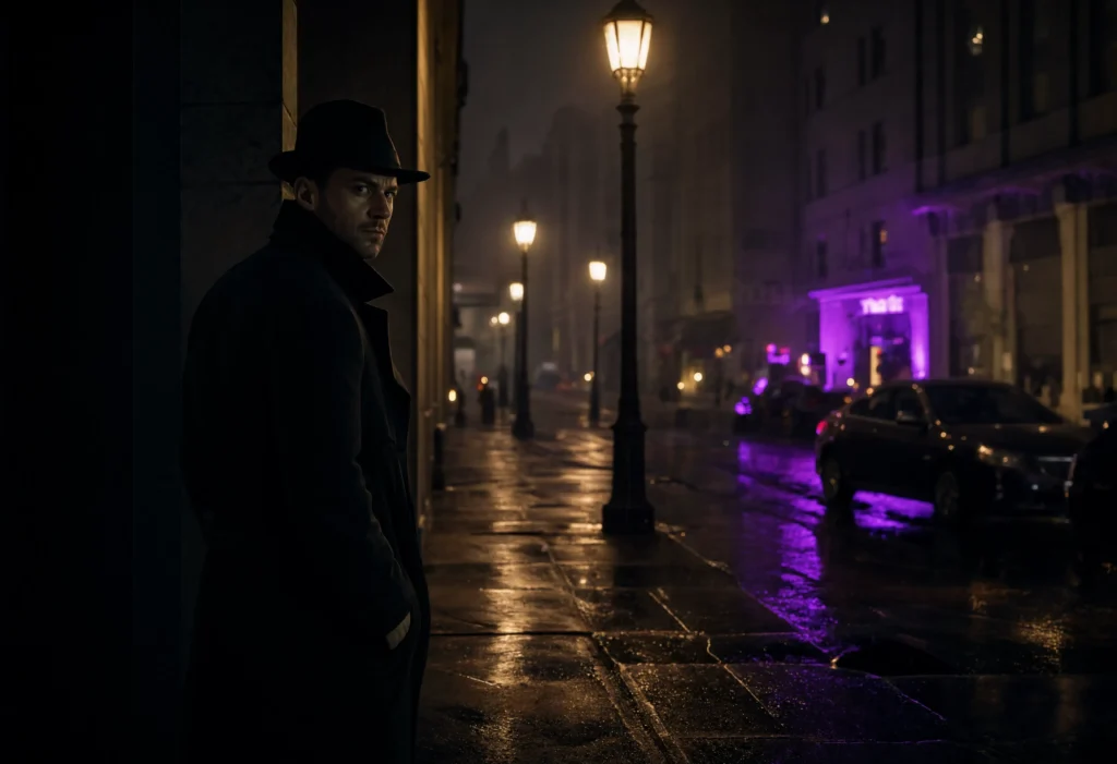 Investigator in trench coat