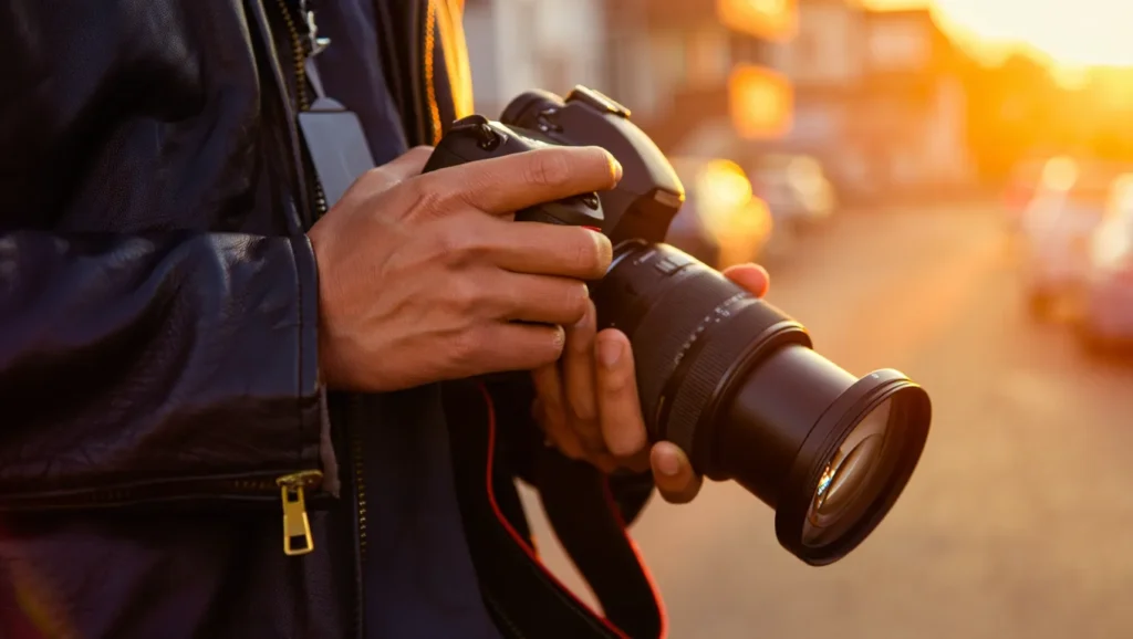 Investigator with Camera Long Lens