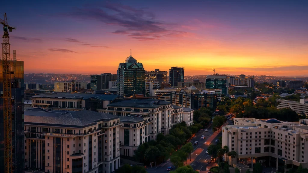 Johannesburg skyline at dusk