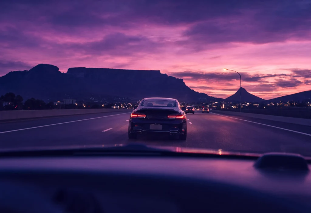 Luxury car tailing scene