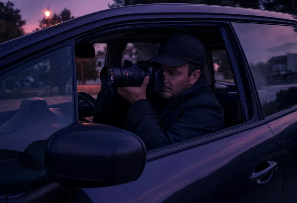 Surveillance investigator in vehicle